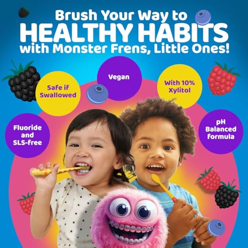 Image of GuruNanda Kids Toothpaste for Toddlers with 10% Xylitol - Fluoride-Free, Mixed Berry Flavor, Safe if Swallowed, Gentle & Safe for Young Teeth & Gums, 4.2 oz (Pack of 2)