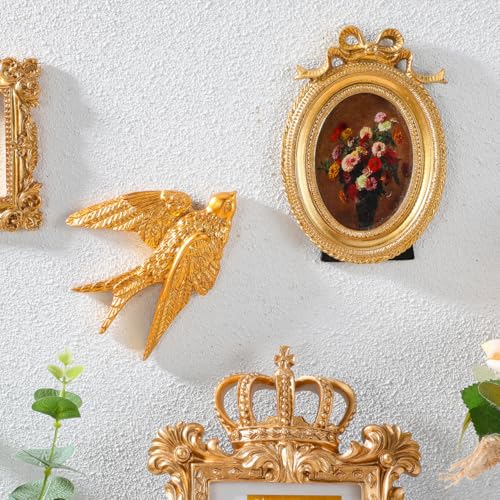 Hirondelle murale sculptée en 3D Alipis | Décoration haut de gamme en résine dorée