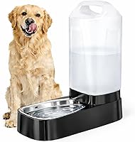 2.4 Gallon Gravity Dog Water Dispenser with 304 Stainless Steel Bowl & One-Hand Carry Handle for Large Dogs, Cats & Multi-Pet Homes