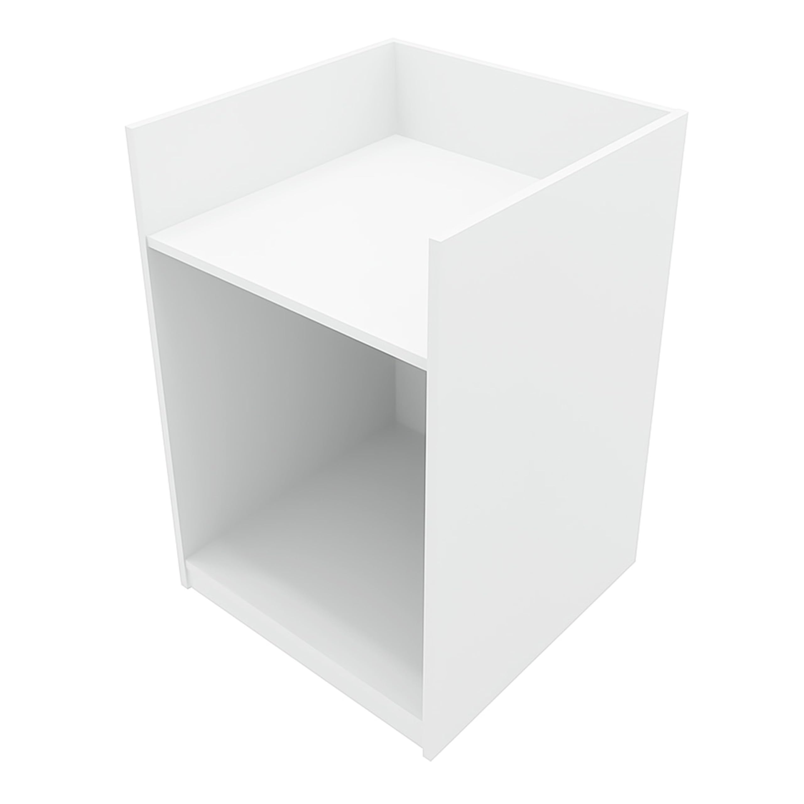 Comptoirs de Vente en MDF Blanc à LED Blancs Ensemble Sagittarius LM60 TB60 B1200 3 Unités de Rangement Étagères Internes Portes Coulissantes Verouillables Réception Bureau Vêtements [Clés INCLUS]