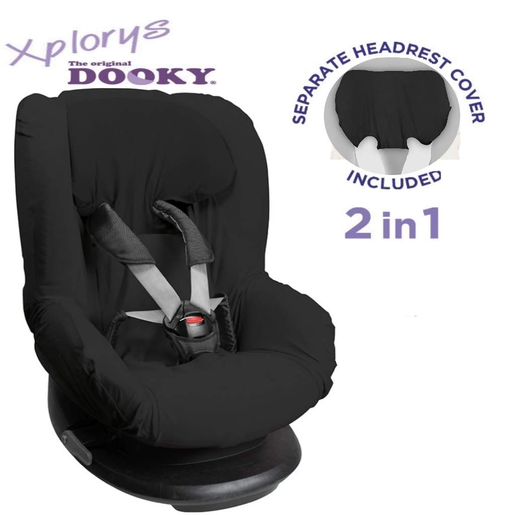 Original Dooky 2-in-1 Seat Cover Universal Protective Cover 3 and 5-Point Belt System Compatible with Maxi Cosi, Cybex Bebe Comfort, Römer etc.