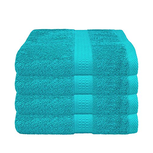 BaSaTex - 4er Pack Handtuch Set für Haushalt & Gäste - Frottee-Handtücher mit Aufhängeschlaufe aus weicher Baumwolle in 50x100cm - Waschtücher für Bad Öko-Tex Made in Green - Türkis – Bild 3