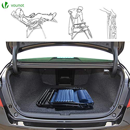 VOUNOT® Set de 2 Tumbona Plegable Multiposicione Jardín, Silla Gravedad Cero Reclinable, con Soporte para Bebidas y Reposacabezas Axtraíble, Carga máxima 120kg, Azul - imagen 7