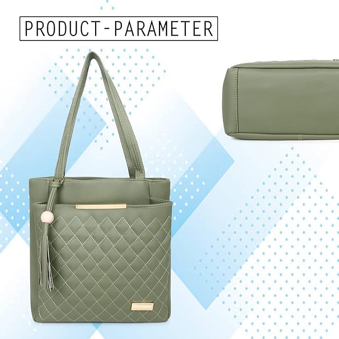 Image of DaisyStar Women Fashion Handbags Tote Purses Stylish Girls Zip Pocket Canvas Handbag for Office Bag Ladies Travel Shoulder Bag Tote for College Girls Granite Green Handbag 43