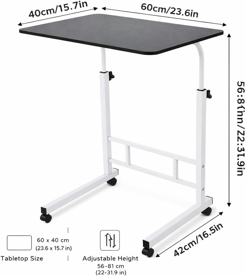 WSA Standing Desk Adjustable Height with Lockable Wheels 32 Inch Mobile Sit Stand Desk for Home Office Rolling Laptop Computer Table Portable Small Workstation for Walking Pad & Treadmill