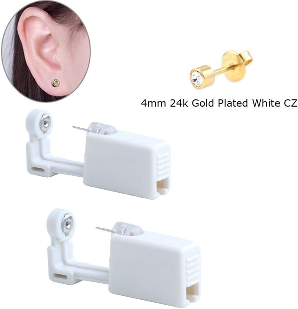silver angel Ear Piercing Gun Disposable Self Body Ear Piercing Kit With 4mm Ear Stud Safety Ear Piercing Gun Kit Tool