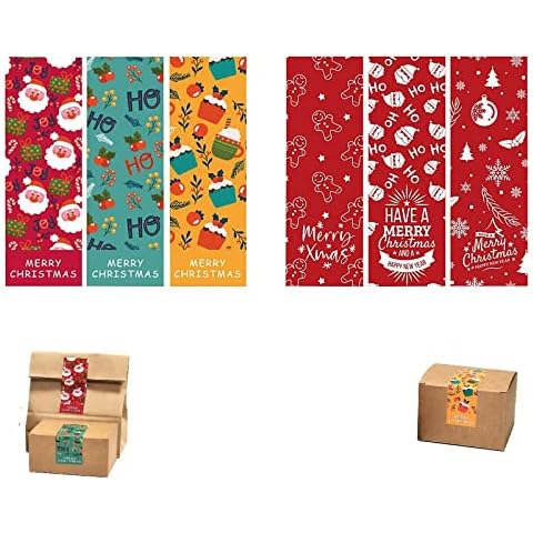 Christmas Gift Sticker Labels, Christmas Sealing Stickers, Christmas Gift Tags, Xmas Kraft Paper Tags, Self Adhesive Present Labels for Christmas Gift Packaging, Gift Bags Box Cover