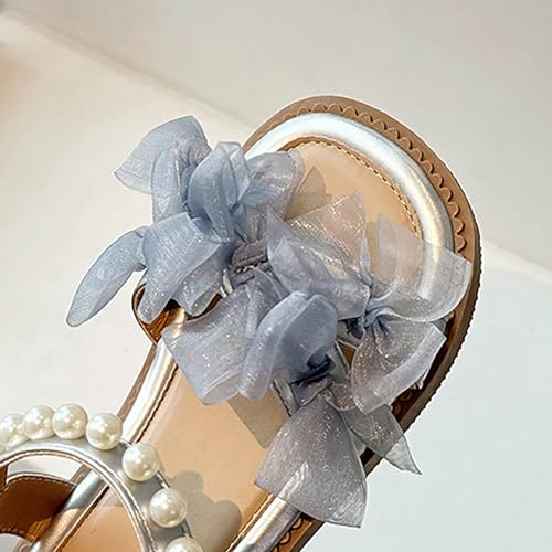 White Dress Sandals For Girls Breathable Open Toe Wedding Flower Sandals With Rubber Sole Summer Bowknot Shoes3