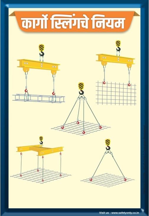 Safety Rules for Slinging Cargo Wall Art Poster - Industrial & Construction Site Educational Marathi Chart - Lifting Operations Training Guide (Multicolor, 2x3 feet, Star Flex - Unframed)-image-9
