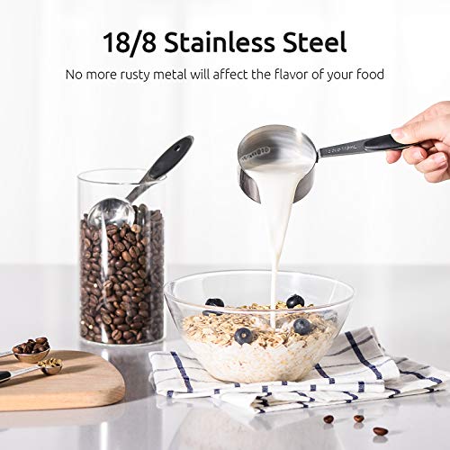 Image of U-Taste Measuring Cups Spoons Set, 18 /8 Stainless Steel, 10Pcs, Black