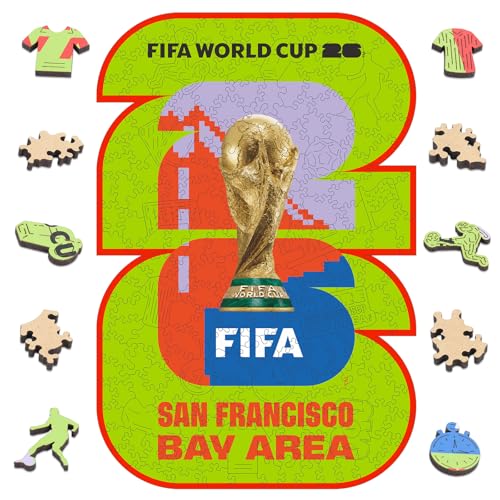 Image of FIFA World Cup 2026 City Puzzle San Francisco Bay Area - Wooden Puzzle for Adult, 200 Pieces Unique Shape Puzzle, 5MM Thick, Creative Collectible Gift for Fans, Officially Licensed Product