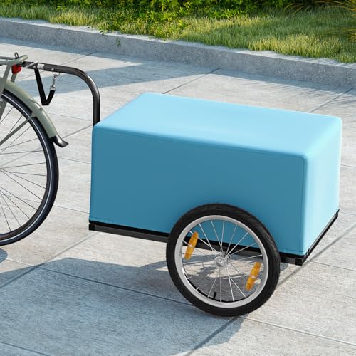 COSTWAY Fahrradanhänger, Lastenanhänger Klappbar mit Abdeckung & Kuppler & Reflektoren, Transportanhänger 60KG für Camping, Einkaufen, Umzug
