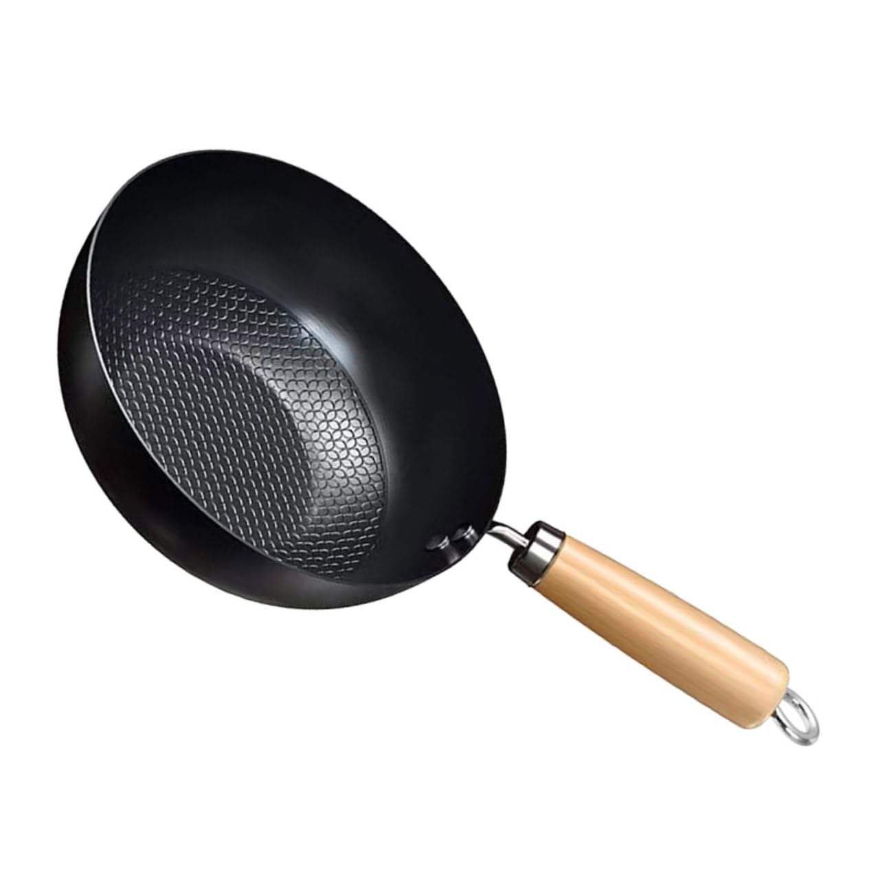 TOPBATHY Kleiner Bratpfanne 20cm Ohne Beschichtung Eisenwok Für Induktionsherd Chinesischer Stil Zum Braten Und Rühren Leicht Zu Reinigen Für Haushalt Und Kochanfänger