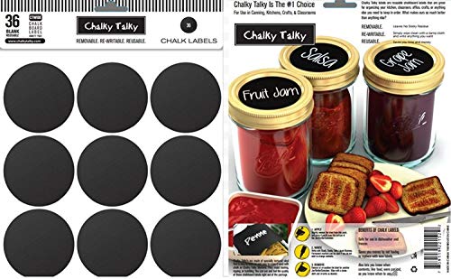 Chalky Talky 36 Wide Mouth Mason Jar Reusable Chalkboard Labels - Fit Ball, Kerr, Canning Lids