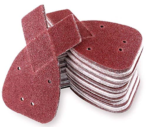 LATERN 60Pcs Sanding Sheets with Extra 2 Tips for Replacement, 40/60/80/120/180/240 Grits Hook and Loop Mouse Sander Pads Sander Paper to Fit Black and Decker Detail Palm Sander (14 x 9cm)