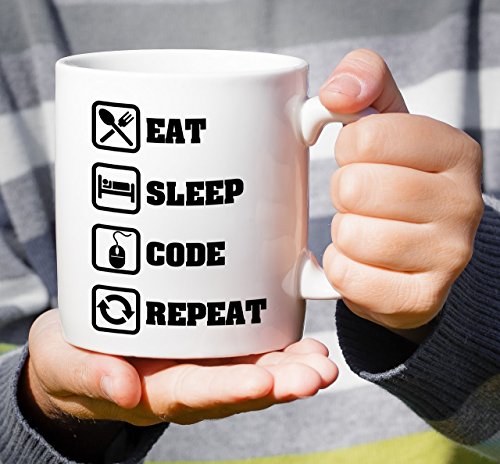 Retreez Funny Mug - Eat Sleep Code Repeat Programmer Software Engineer 11 Oz Ceramic Coffee Mugs - Funny, Sarcasm, Sarcastic, Inspirational Birthday Gifts For Friends, Coworkers, Siblings, Dad, Mom. #TOP4
