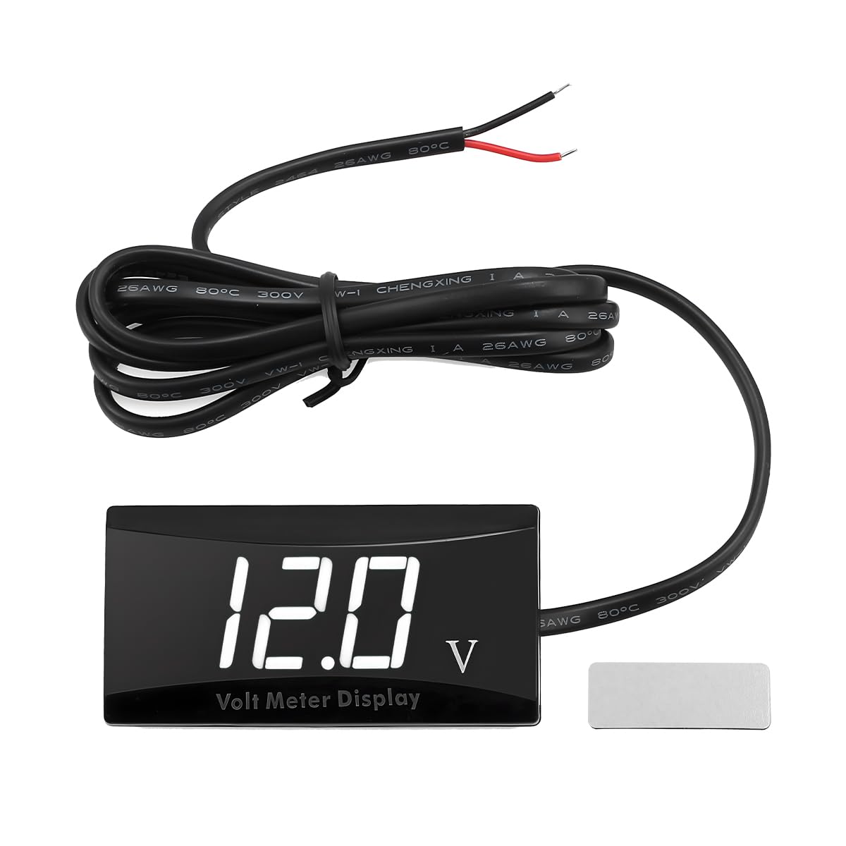 DC 12V Car Digital Voltmeter, 8-16V Waterproof LED Display Battery Voltage Meter Gauge, Universal Vehicle Power Energy Voltage Monitor for Most Cars Motorcycles Boats (White)