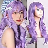PORSMEER 70 cm/28 inches Charming Long Wavy Full Hair Wig Anime Cosplay Halloween Costume Party Heat Resistant Synthetic Wigs for Women Girls (Taro Purple)