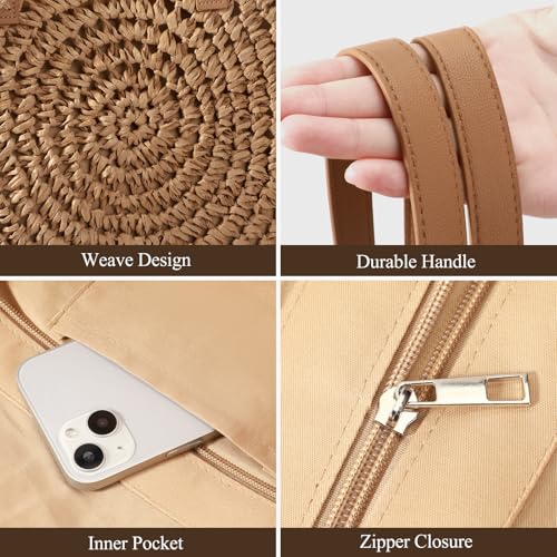 Image of Trifabricy Beach Bags for Women, Woven Straw Tote Bags,Large Beach Bag, Weaving Swim Shopping Travel Bag Waterproof