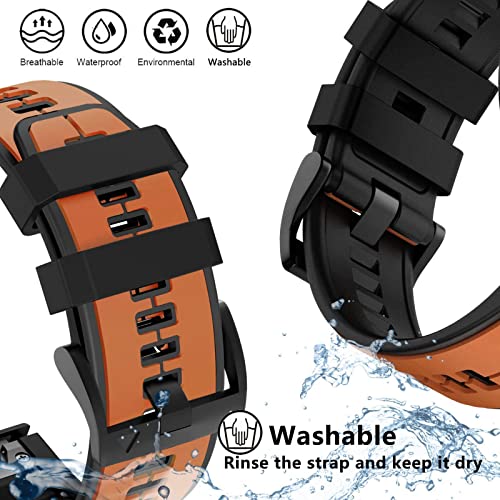 Image of Abanen Quick Fit 26mm Silicone Watch Bands for Garmin Fenix 7X / Fenix 6X / Fenix 5X / Instinct 2X,Soft Sport Bicolor Waterproof Wristband Strap for Garmin Enduro 2, epix Pro 51mm,Tactix 7 Pro