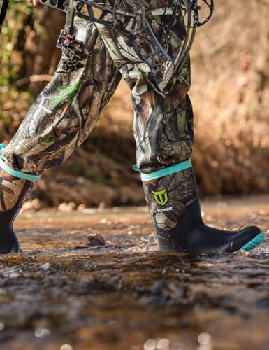 TIDEWE Rubber Boots for Women with Steel Shank, 6mm Neoprene Waterproof Insulated Mid Calf Rain Boots, Sturdy Hunting Work Boots for Farming Gardening Fishing 6