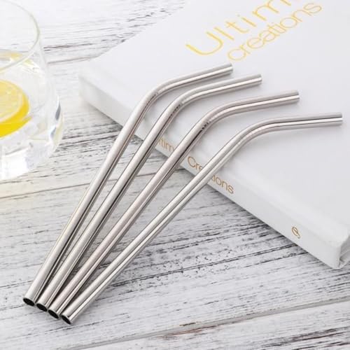 Kit De Canudos Em Inox 7 Peças 21cm Grande Com 6 Canudos E Uma Escova Para Higienização Limpeza Reut