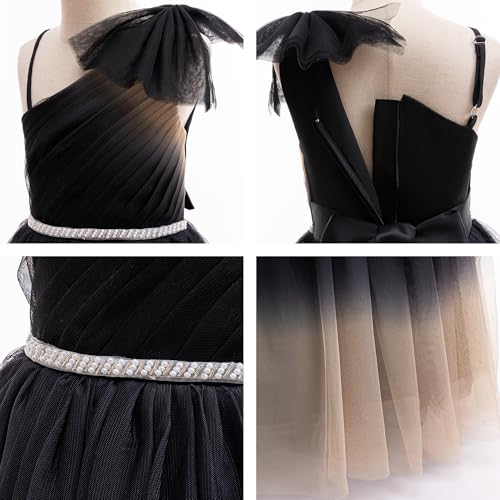 Tulle Flower Girls Dress One Shoulder Formal Princess Wedding Pageant Birthday Party Holiday Ball Gown Dresses4