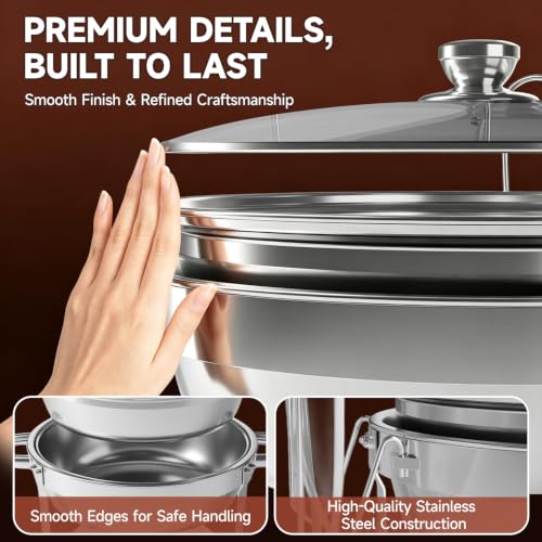 4 Pack, 5QT Stainless Steel Round Buffet Servers - image 3