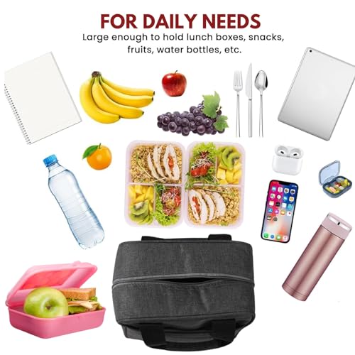 Image of HYLOL Women and Kids Portable and Reusable Insulated Cotton Thermal Cooler Lunch /Tiffin /Storage Bag for Office Women, College, and School (Grey 01), 5 L