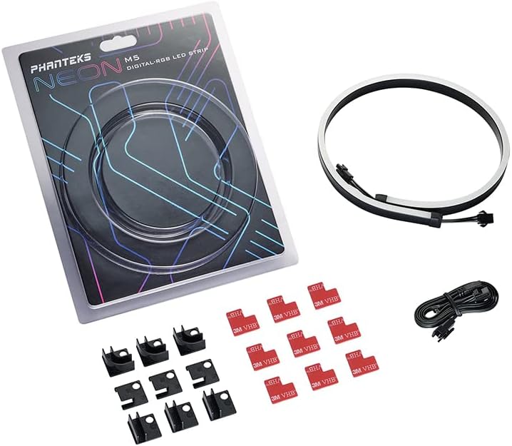 Phanteks NEON Digital-RGB LED Strip M5 (PH-NELEDKT_M5) – 1x 550mm Smooth Lighting Strip, Full-Color Range, Flexible mounting