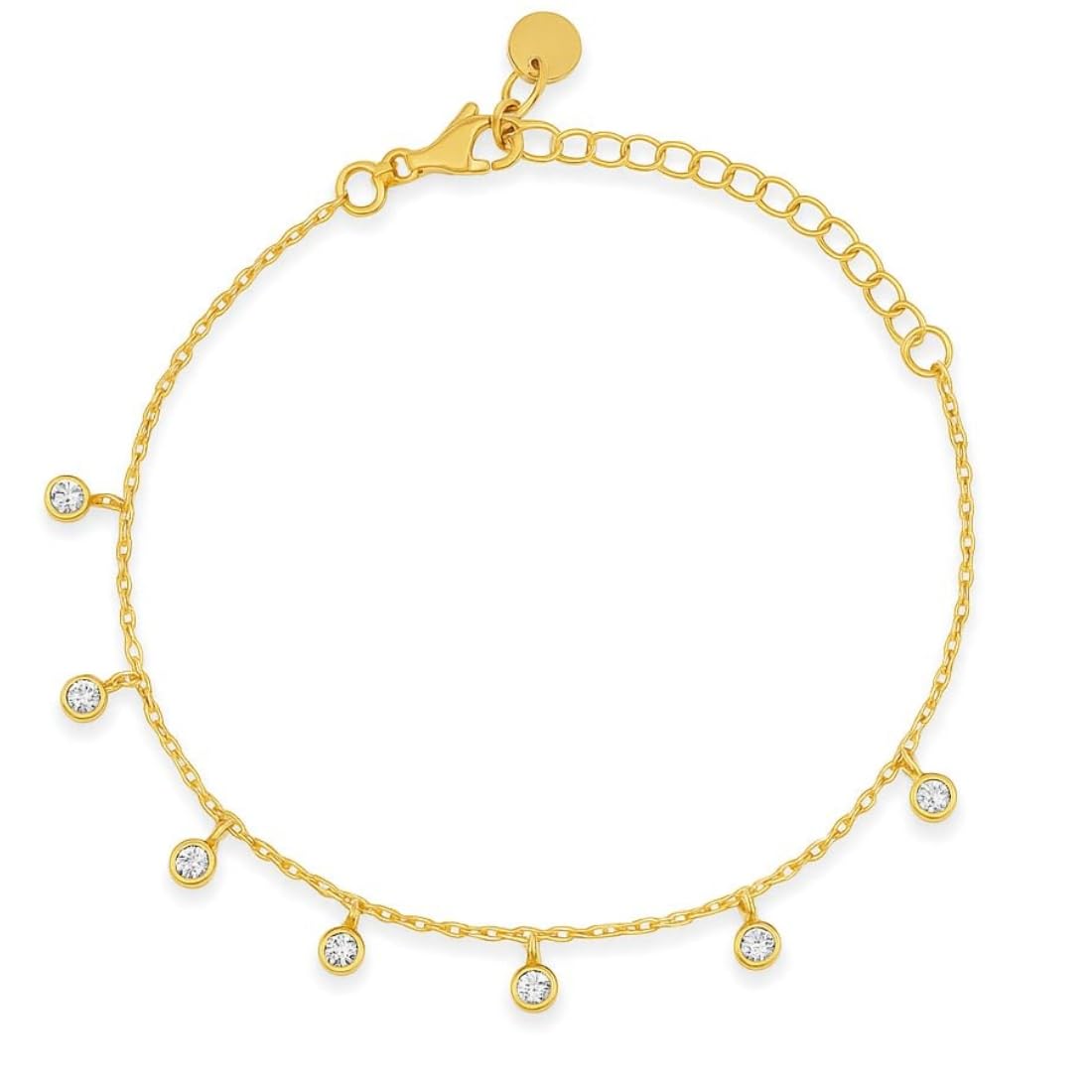 925 Sterling Silver Cubic Zirconia Drop Gold Plating Chain Bracelet | Gift for Women and Girls | With Certificate of Authenticity and 925 Hallmark