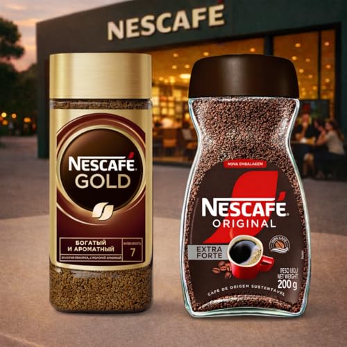 Image of Nescafe Combo Pack - Gold Rich & Aromatic + Original Extra Forte Instant Coffee (190g+200g) By COUGAR | Premium Freeze-Dried Coffee | Smooth & Strong Blend | FREE 2 PRESTIGE PISTACHIO WAFFI BARS INCLUDED - (IMPORTED)