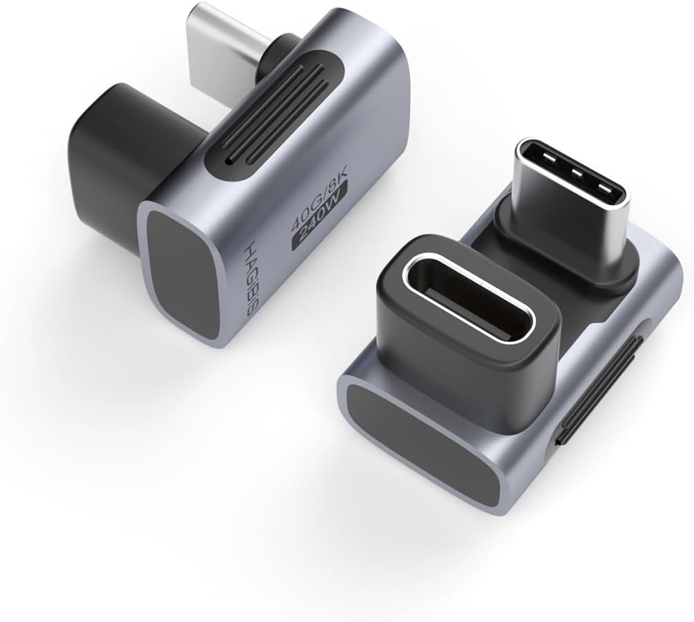Hagibis 240W 40Gbps 8K USB C Adapter, 2 Pack USB-C Male to Female Adapter, USB4 Connecter for Thunderbolt 4/3, ROG Ally, Steam Deck, Switch, Dock, Mac, Tablet, iPhone 16 15 Pro Max (180 Degree)