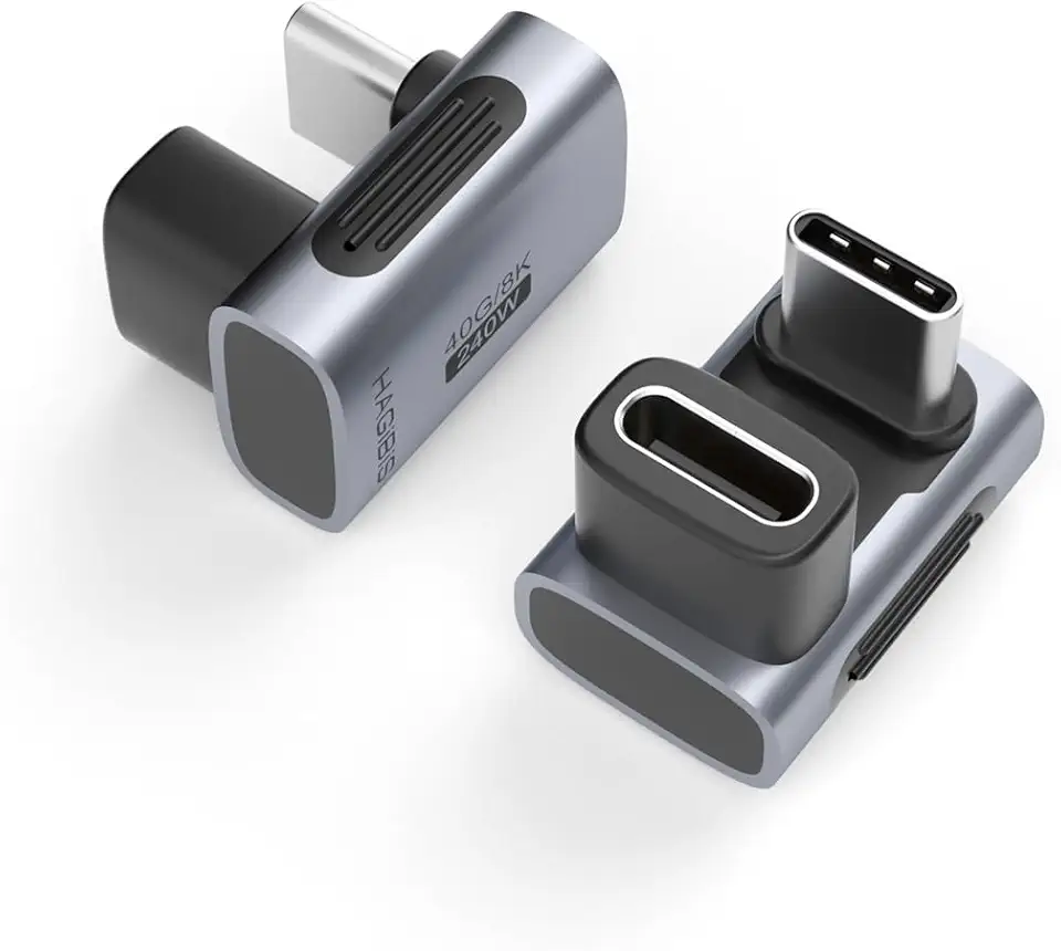 Hagibis Adaptador USB C 240W 40Gbps 8K, pacote com 2 adaptadores USB-C macho para USB-C fêmea, conector USB4 para Thunderbolt 4/3, ROG Ally, Steam Deck, Switch, Dock, Mac, Tablet, iPhone 15 Pro Max