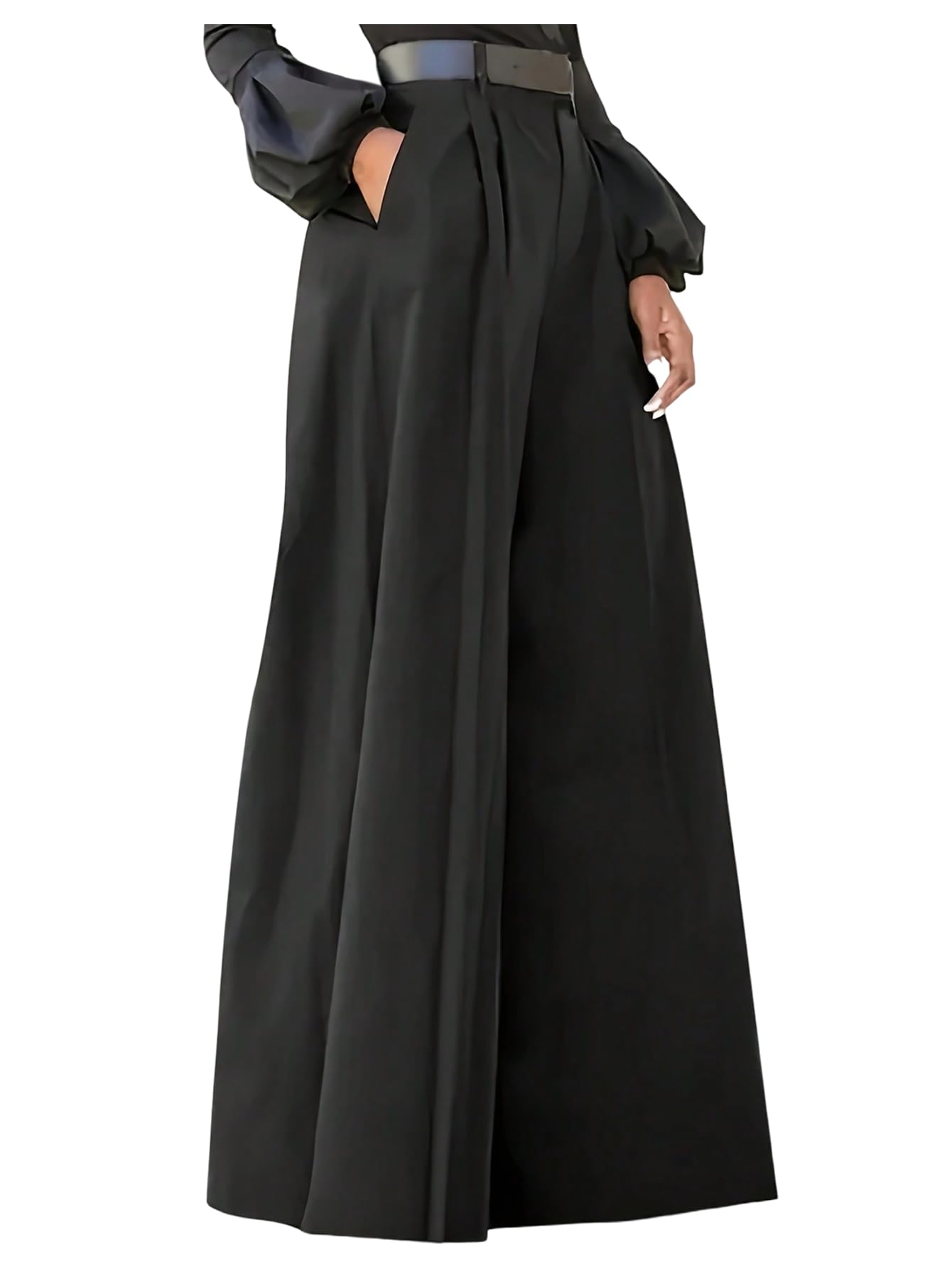 GORGLITTER Womens Pleated High Waisted Dress Pants Trousers Dressy Casual Wide Leg Business Casual Slacks Work Pants