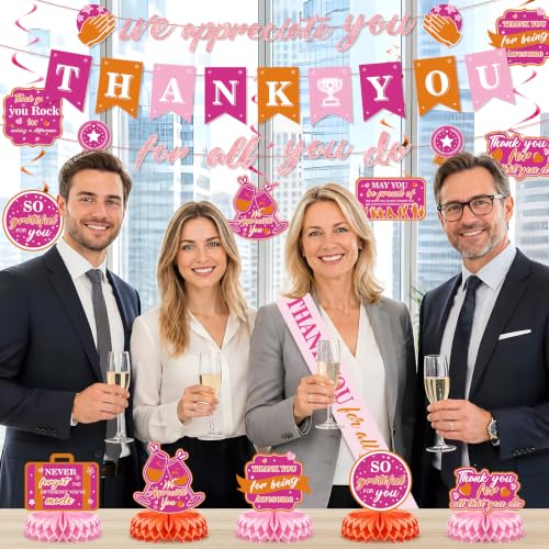 Image of Hot Pink Orange We Appreciate You Party Decorations for Women Thanks Party