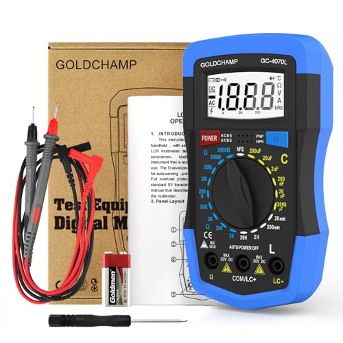 Image of Capacitor Tester 2000pF~200uF, 200~2000M0 0hm Multimeter Capacitance Meter, LCR Meter, hFE Test Multimeter, Manual Range, Backlight, Auto Power Off, Testing Meter Tool GC-4070L 2 Packs