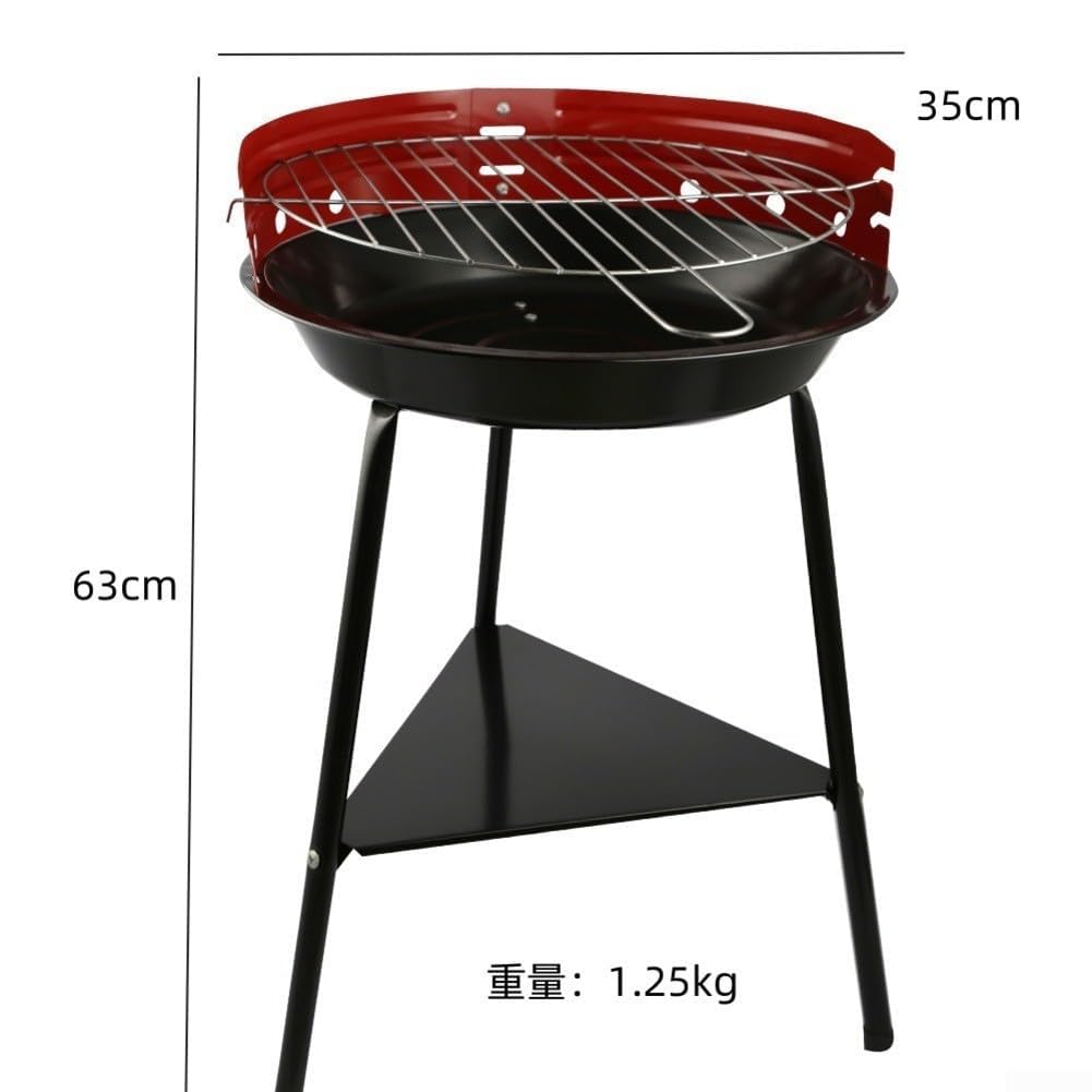 Okrągły grill na węgiel drzewny z wiatroszczelną pokrywą klasyczny metal e i emalia palenisko idealny na kemping na świeżym powietrzu Ø 35 x 63 cm - i przenośny