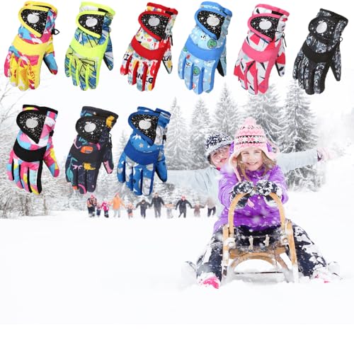 Printed Winter Gloves for Kids - Keep Warm and Stylish on Cold Days,Children Snow Waterproof Gloves for Girls Boys 6