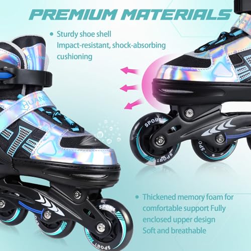 Rollers en ligne enfants réglables pour s'amuser au parc avec 8 roues lumineuses