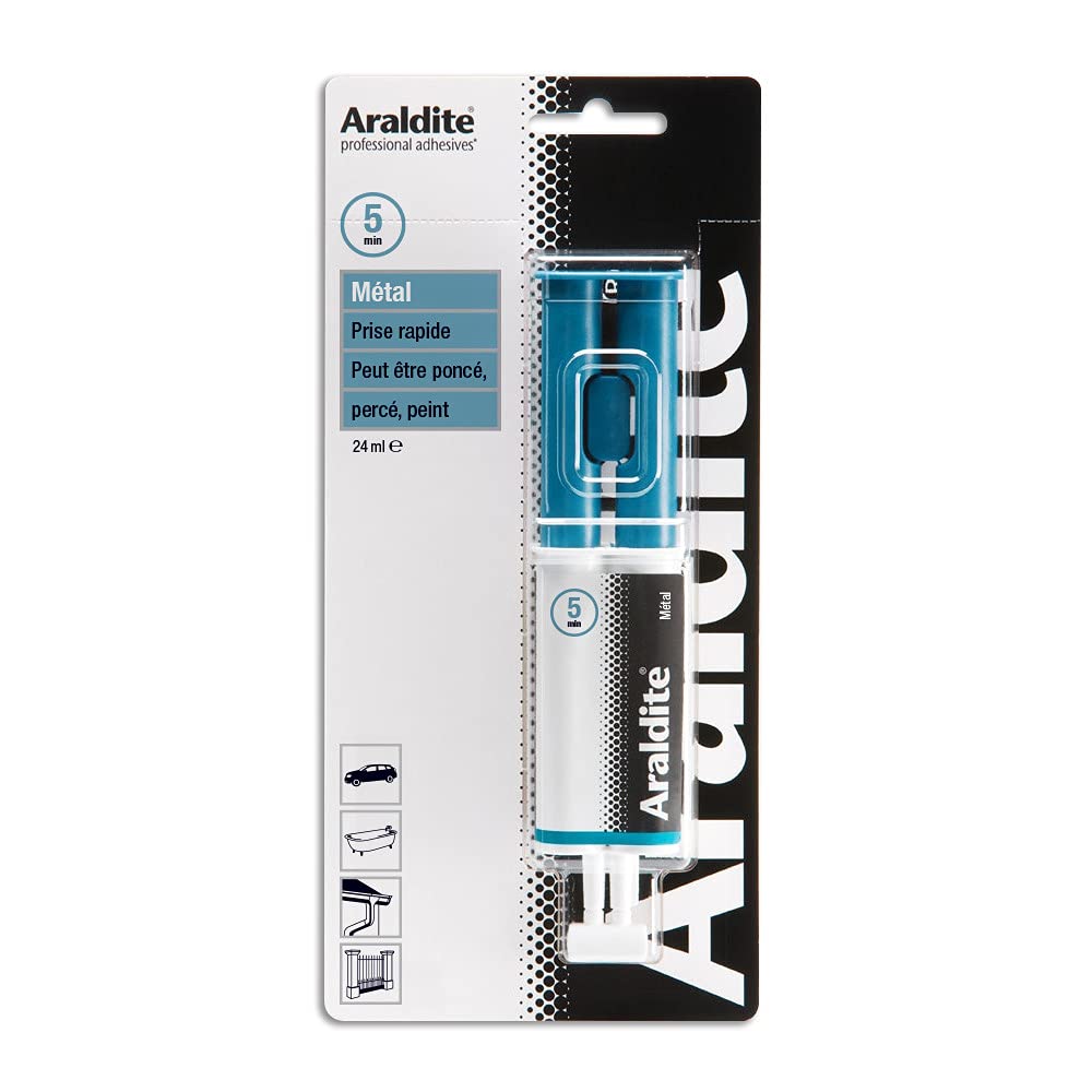 Araldite métal seringue 24ml colle époxy bicomposant chargée métal