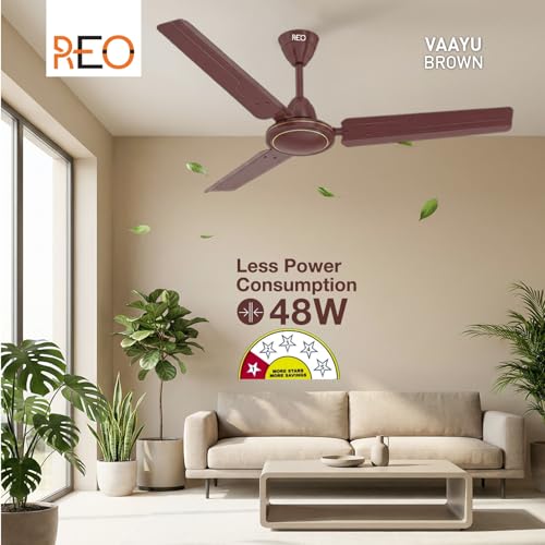 Image of Havells REO Vaayu 1200mm ES Ceiling Fan | High Speed, High Air Delivery | Strong & Powerful, Air Delivery: 220CMM| RPM: 370| 2 Year Warranty | (Pack of 1, Brown)