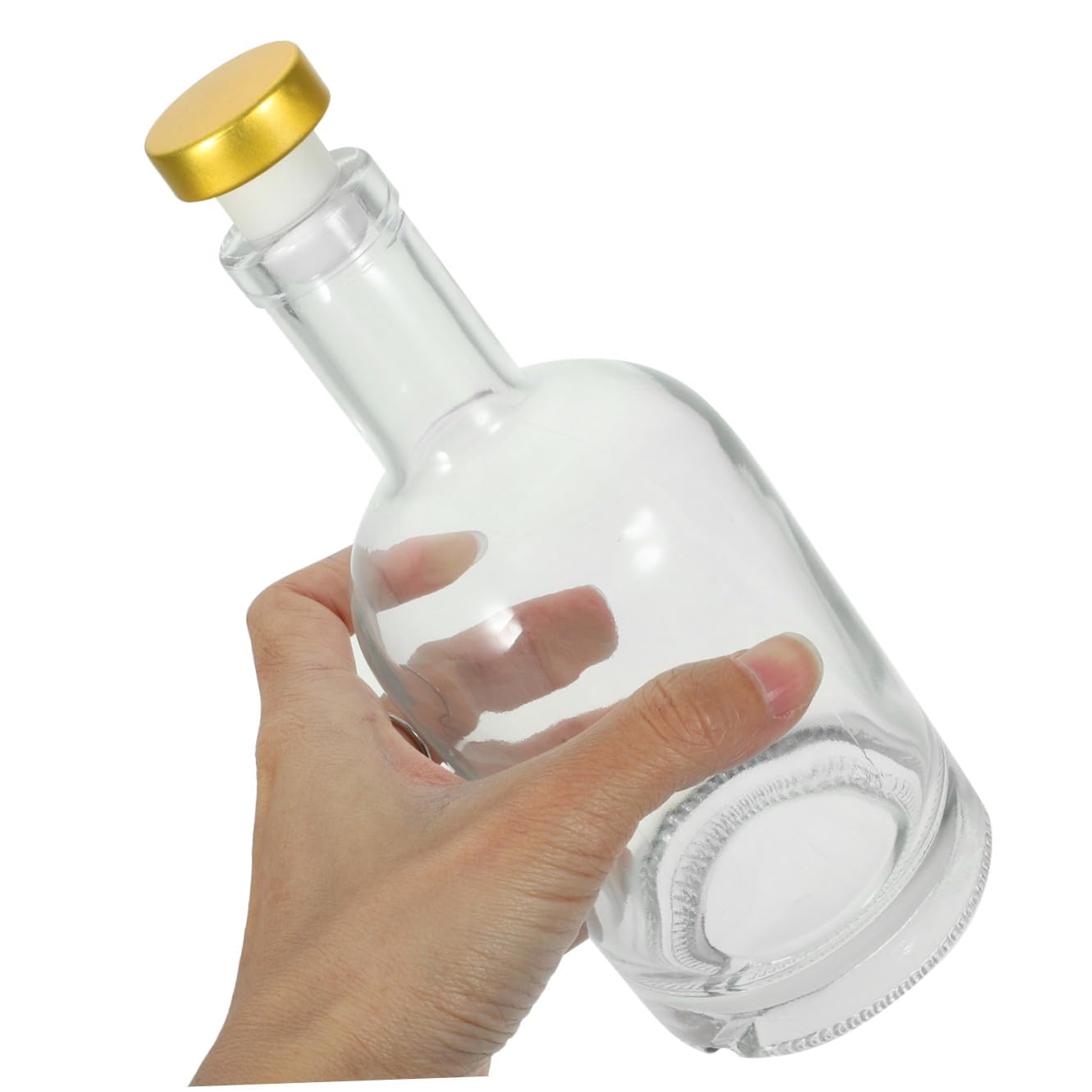 SECFOU Dickwandige Glasflaschen Leicht zu Gießen und Reinigen 375ml 2 Stück-pack Wodkaflaschen mit Weitem Öffnung und Schraubtextur Boden Zufällige Farbe für Riegel Undhause
