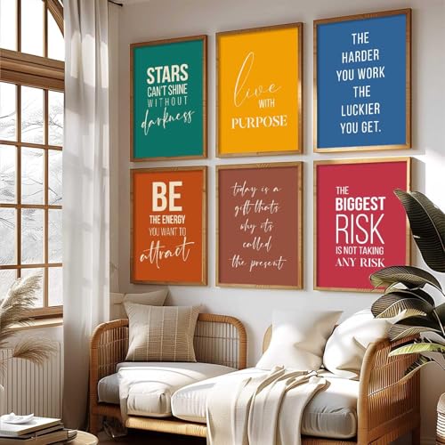 Image of kotart Engineered Wood Quotes Frames for Wall Decor Motivational Rectangular Photo Frame for Wall Decoration Quotes Wall Poster with Frame for Room and Office Set of 6 Multicolor (Art 6, 19x25)