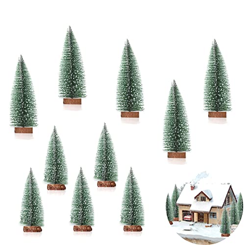 HUYIWEI Árbol de Navidad Artificial,10 Piezas de Mini Árbol de Navidad 10/15 cm,Adornos de Cedro,Árbol de...