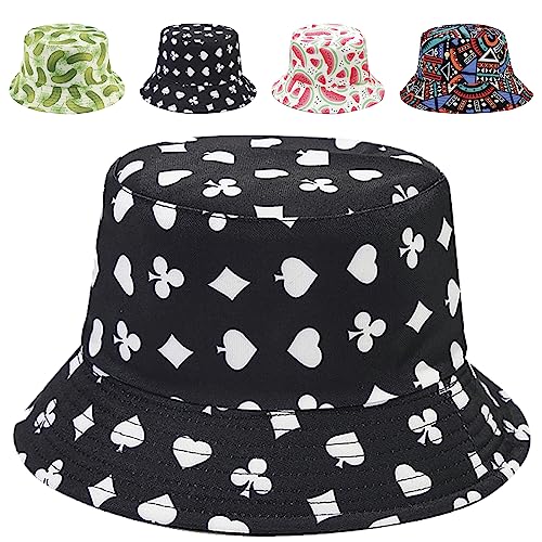 Image of Reversible Bucket Hat for Women Summer Travel Fisherman Cap, Girls Cute Double Side Wear Bucket Cap