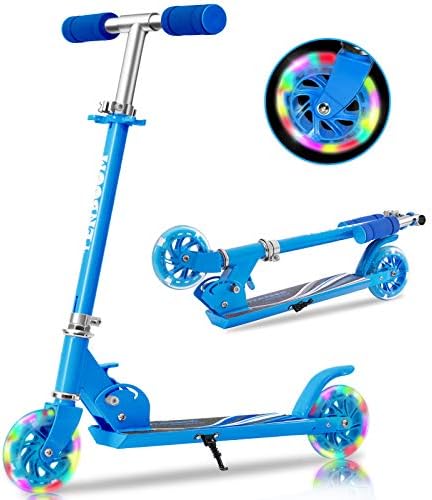 TENBOOM Scooter For Kids Ages 4-7 Boys Girls With Led Light Up Wheels, 2 Wheels Kick Scooter Micro Kids Scooter With Adjustable Handlebar Rear Brake for Kids Ages 3-10