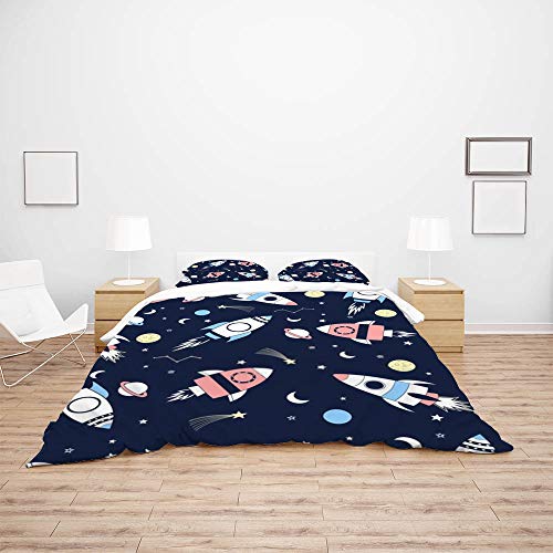 Housse de couette 100% polyester infroissable motif fusée