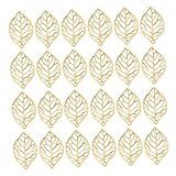 [HAPINARY] 200個中空の葉チャーム ネックレスペンダント用 ジュエリー作り クラフト向け 金属製フィリグリーデザイン 金メッキ仕上げ 軽量 ブラッシング加工 葉のモチーフ ペンダントヘッド アクセサリー材料