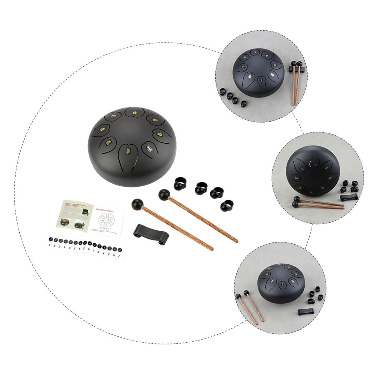 Milisten Instrumento Etéreo de Lengüeta Negro, Instrumento de Percusión de Mano, Metal y Madera, Sonido Nítido, Adecuado para Yoga y Música
